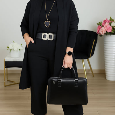 Rousseau Paris | Ensemble 3 pièces élégant comprenant un cardigan long, un haut et un pantalon