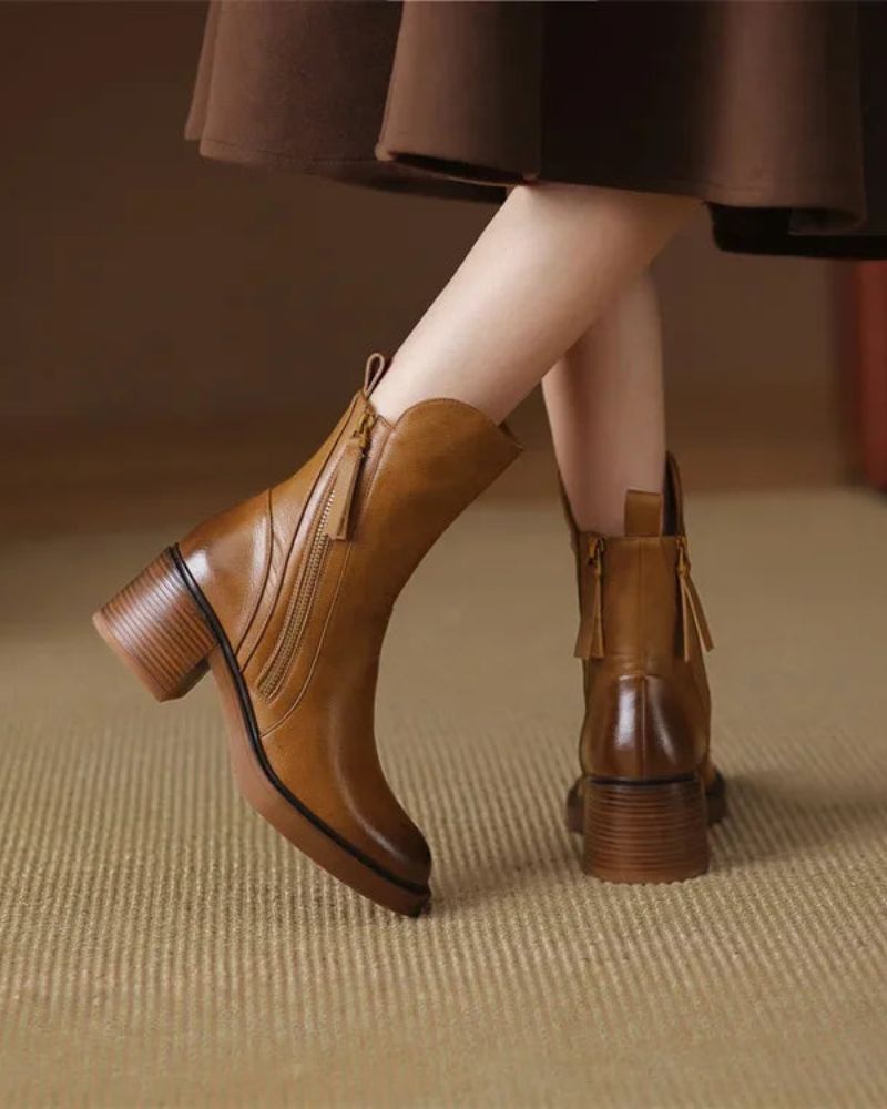 Marie™ | Bottines en cuir à talon confortable