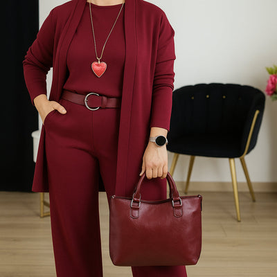Rousseau Paris | Ensemble 3 pièces élégant comprenant un cardigan long, un haut et un pantalon