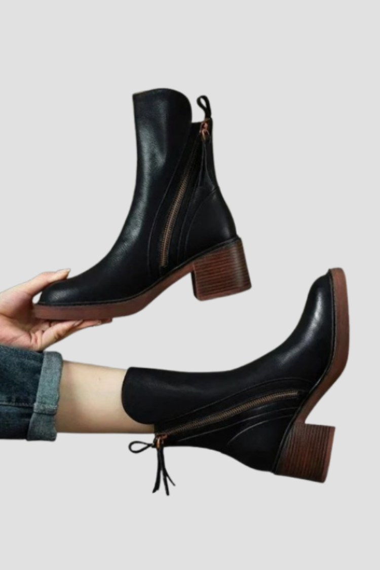 Marie™ | Bottines en cuir à talon confortable