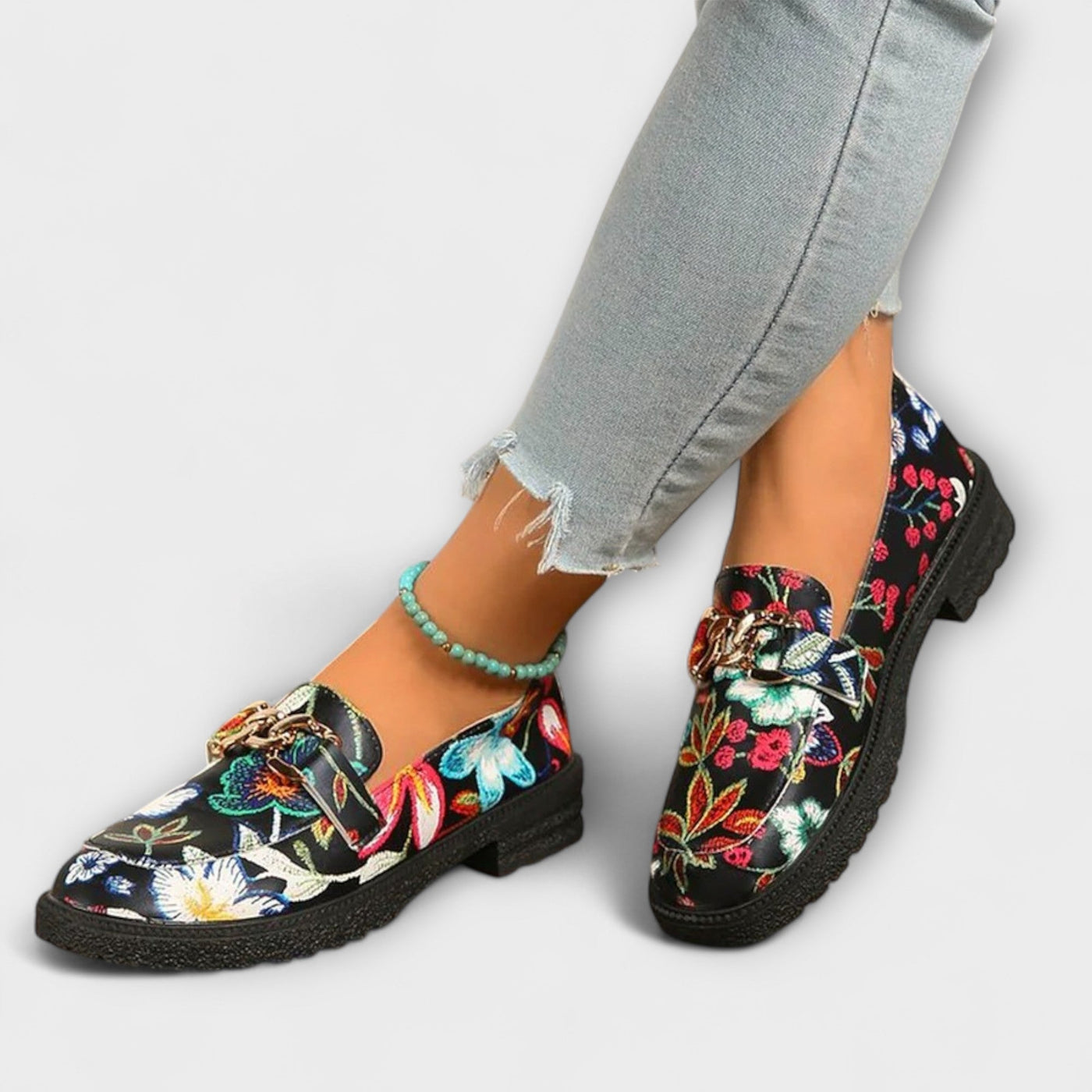 Rosalie™ | Mocassins à Motifs Floraux Multicolores