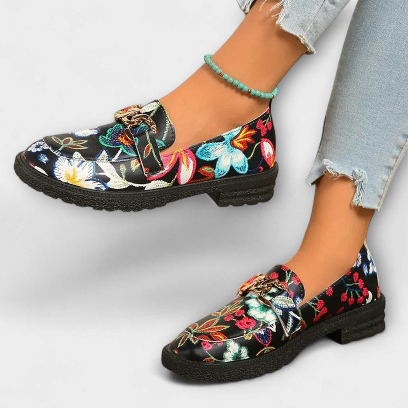 Rosalie™ | Mocassins à Motifs Floraux Multicolores