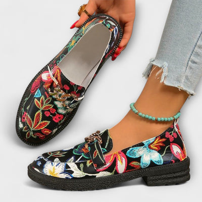 Rosalie™ | Mocassins à Motifs Floraux Multicolores