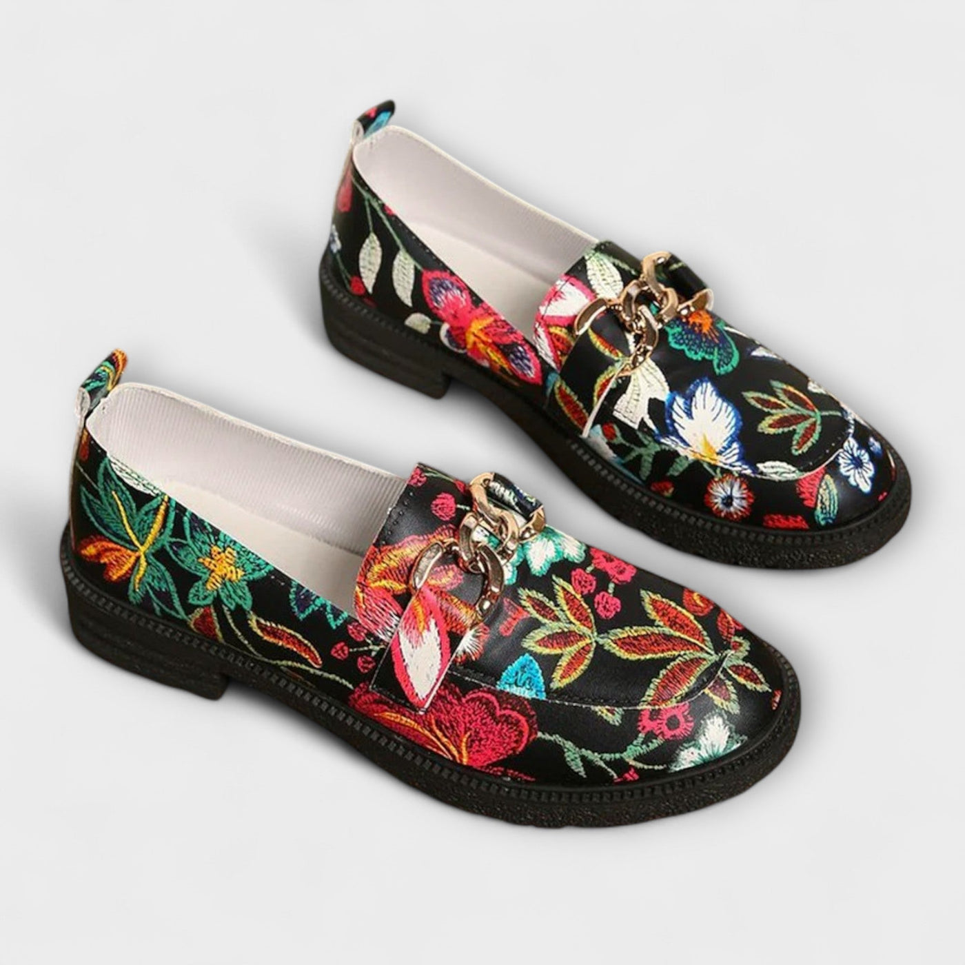 Rosalie™ | Mocassins à Motifs Floraux Multicolores