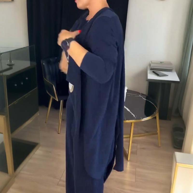 Rousseau Paris | Ensemble 3 pièces élégant comprenant un cardigan long, un haut et un pantalon