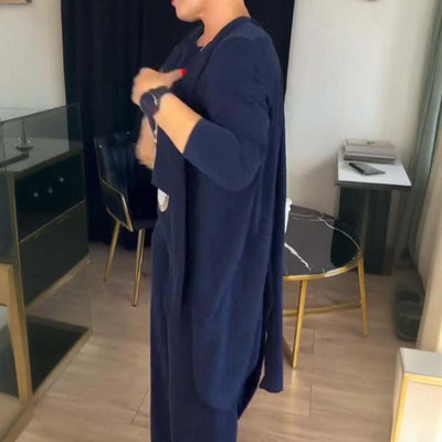 Rousseau Paris | Ensemble 3 pièces élégant comprenant un cardigan long, un haut et un pantalon