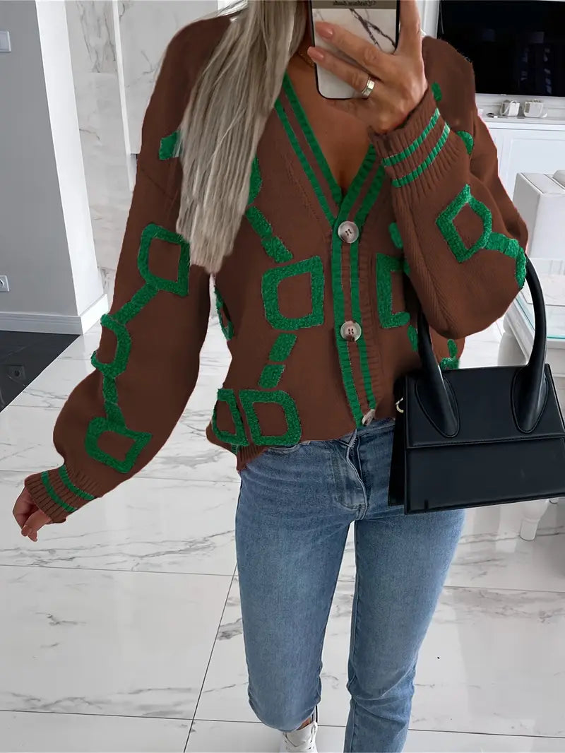 Rosalie™ | Cardigan géométrique multicolore
