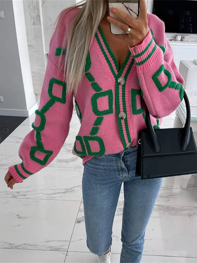 Rosalie™ | Cardigan géométrique multicolore