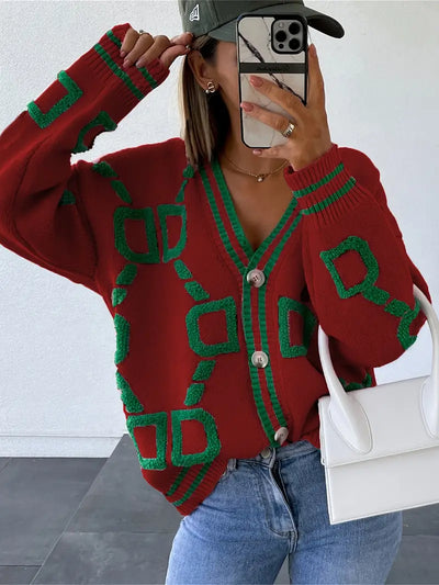 Rosalie™ | Cardigan géométrique multicolore